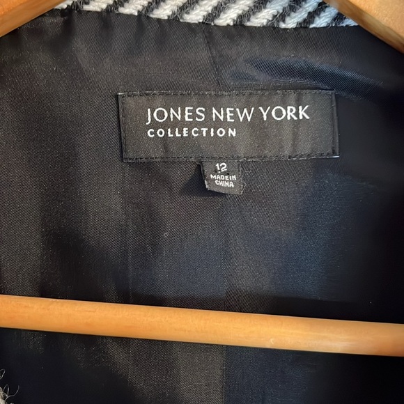 ❤️ Jones New York wool blend jacket leather trim one button women’s 12 - Picture 2 of 10